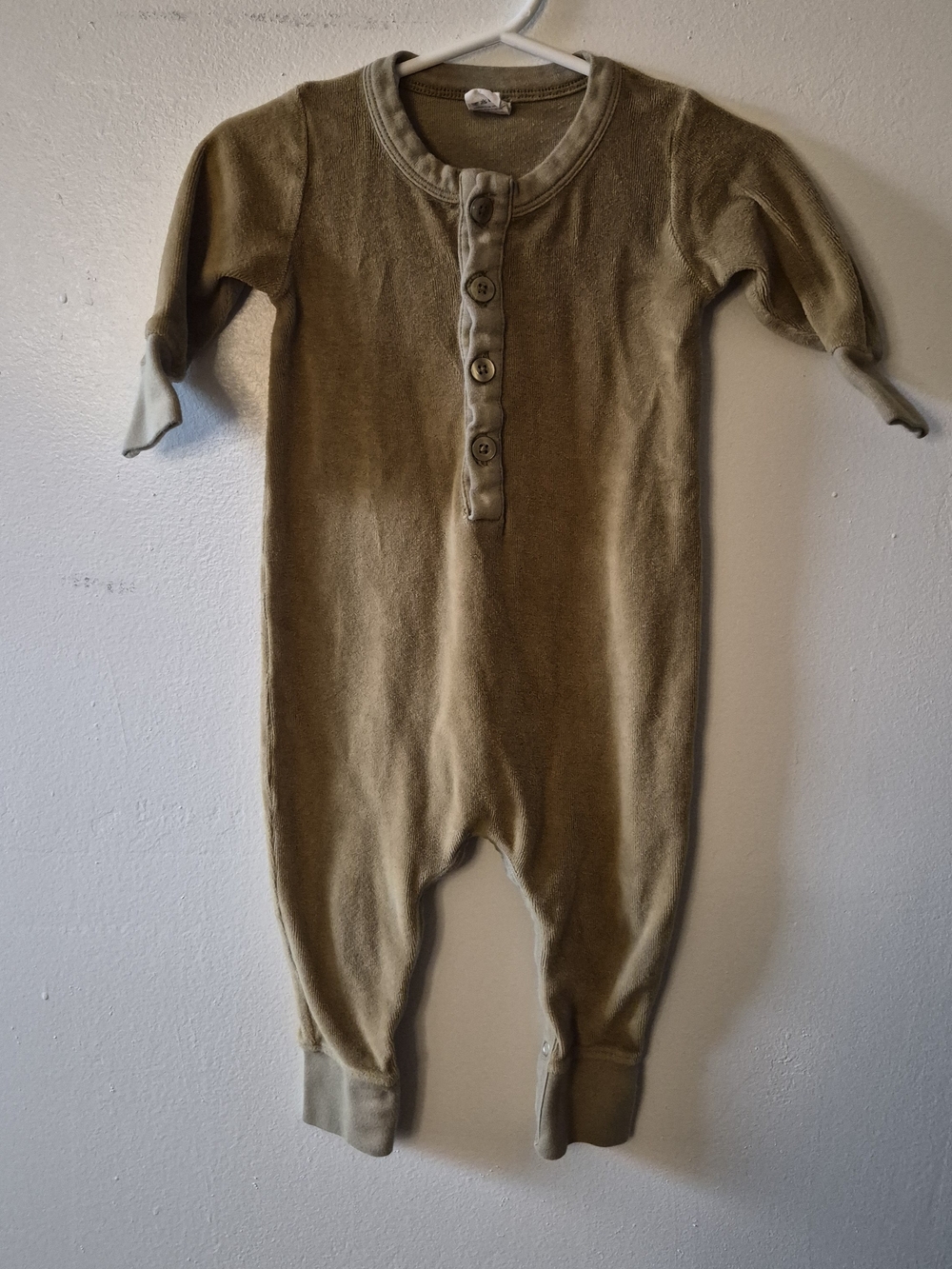 Kate Quinn Tan Button-Front Baby One-Piece Romper
